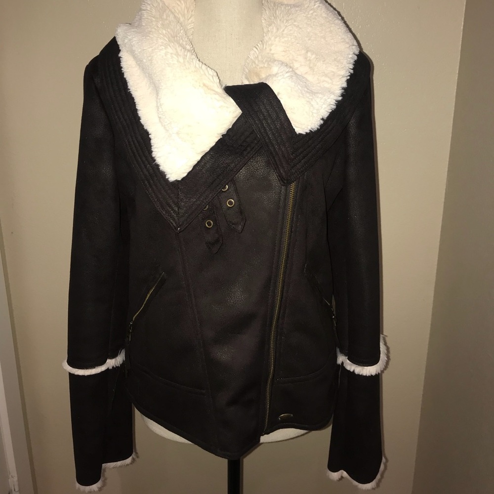 GUESS Faux Shearling Bomber Jacket